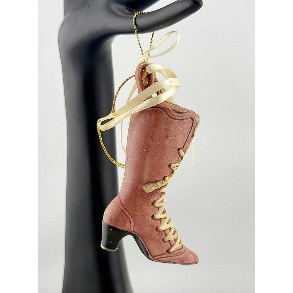 Vintage Victorian Glass Boot Ornament. L- 4"